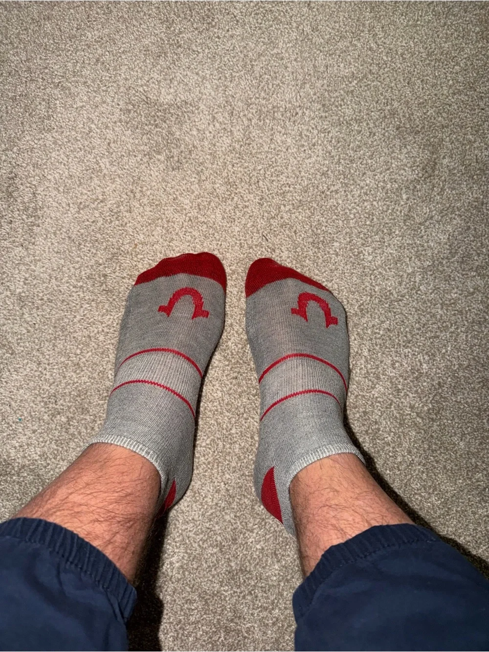 Running Jocks True Religion Grey & Red Low-Cut Athletic Socks